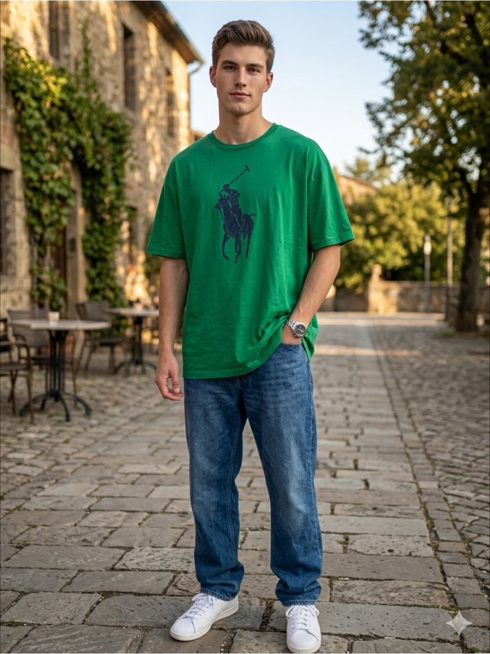 Polo Ralph Lauren Big Pony Y2K T-Shirt Kelly Green Crewneck Preppy Graphic  2XLT